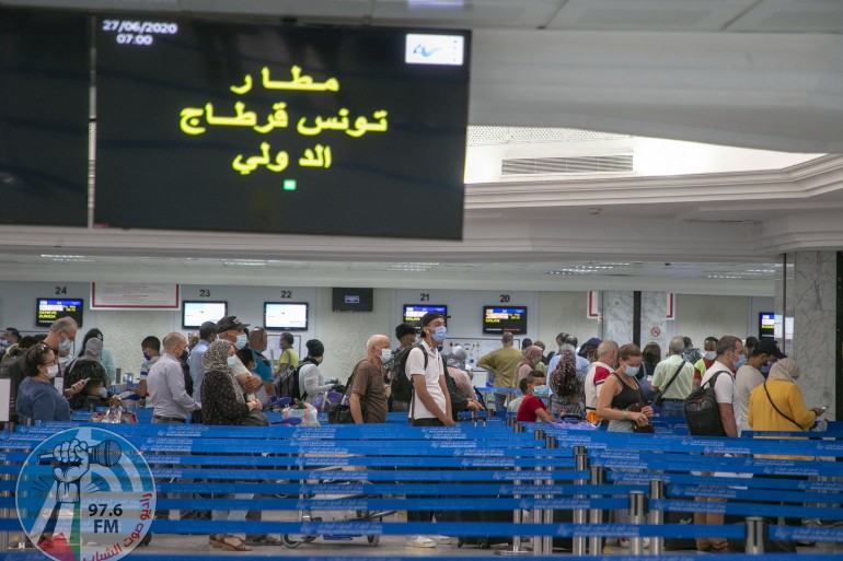 TUNIS, TUNISIA - JUNE 27: A view of Tunis–Carthage International Airport as scores of Tunisian and foreign citizens are seen on June 27, 2020 in Tunis, Tunisia. After more than 3 months of closure due to the novel coronavirus (Covid-19) pandemic, Tunisia open its borders on June 27. ( Yassine Gaidi - Anadolu Agency )