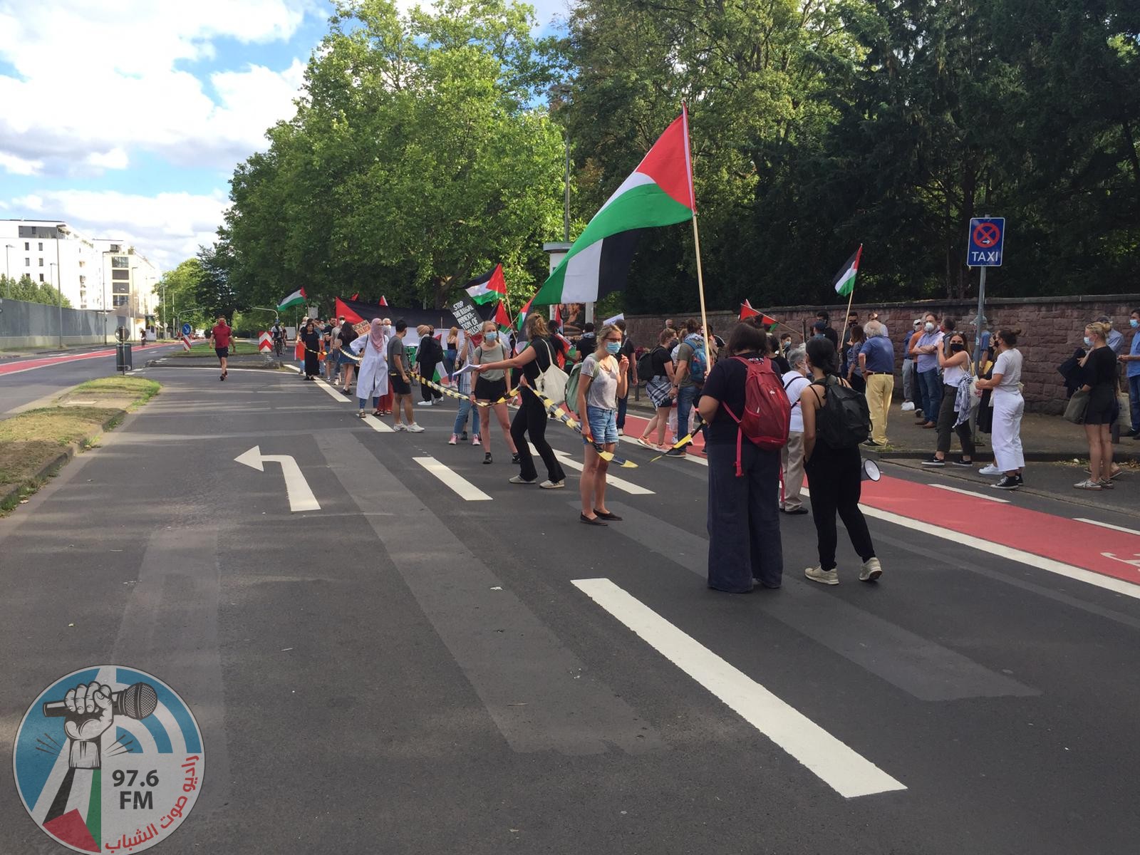 مظاهرة أمام القنصلية الأميركية في فرانكفورت رفضا لمشروع الضم الإسرائيلي