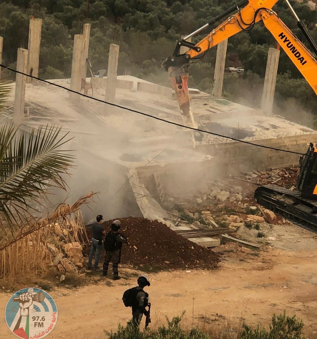 الاحتلال يهدم منزلا قيد الانشاء في قراوة بني حسان غرب سلفيت