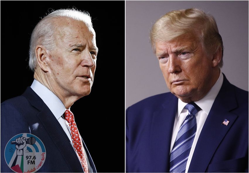 FILE - In this combination of file photos, former Vice President Joe Biden speaks in Wilmington, Del., on March 12, 2020, left, and President Donald Trump speaks at the White House in Washington on April 5, 2020. The level of inconsistency and chaos surrounding Trump’s coronavirus response is reaching new heights, as Democrats show new signs of unifying behind presumptive presidential nominee Biden. (AP Photo, File)