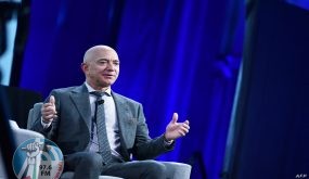 Blue Origin founder Jeff Bezos speaks after receiving the 2019 International Astronautical Federation (IAF) Excellence in Industry Award during the the 70th International Astronautical Congress at the Walter E. Washington Convention Center in Washington, DC on October 22, 2019. (Photo by MANDEL NGAN / AFP)