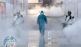 Volunteers in protective suits disinfect a railway station as the country is hit by an outbreak of the new coronavirus, in Changsha, Hunan province, China February 4, 2020. cnsphoto via REUTERS ATTENTION EDITORS - THIS IMAGE WAS PROVIDED BY A THIRD PARTY. CHINA OUT.