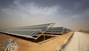 A general view shows part of a new 15 million euro solar plant, funded by the German government, that emits some 12.9 megawatts during its official inauguration at the Zaatari refugee camp on November 13, 2017. - Some 80,000 Syrian refugees living in the Zaatari camp will have access to 14 hours of electricity per day instead of eight hours, thanks to the opening of the new solar power station. (Photo by KHALIL MAZRAAWI / AFP)