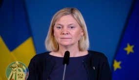 (211124) -- STOCKHOLM, Nov. 24, 2021 (Xinhua) -- File photo taken on Aug. 26, 2021 shows Magdalena Andersson at a press conference in Stockholm, Sweden. Shortly after Social Democrat leader Magdalena Andersson was elected by Parliament Sweden's first female prime minister on Nov. 24, 2021, she tendered her resignation faced with the harsh reality of having to lead a minority coalition government. (Magnus Liljegren/Regeringskansliet/Handout via Xinhua)