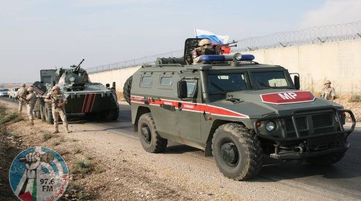 SYRIA - OCTOBER 24, 2019: A convoy of Russian military police return after patrolling a strip of land in northern Syria, between Qamishli and Matala, along the Syrian-Turkish border, coverning more than 210km in a round trip; the patrolling mission is part of a Russian-Turkish deal for a ceasefire between Turkish forces and Kurdish fighters; the aim of the mission is to ensure that Kurdish fighters withdraw from the Syrian-Turkish border. Sergei Novikov/TASS Ñèðèÿ. Êîëîííà ðîññèéñêîé âîåííîé ïîëèöèè, êîòîðàÿ îñóùåñòâèëà ïàòðóëèðîâàíèå ïî íîâîìó ìàðøðóòó âäîëü ñèðèéñêî-òóðåöêîé ãðàíèöû. Îáùàÿ ïðîòÿæåííîñòü ìàðøðóòà ïàòðóëèðîâàíèÿ îò ãîðîäà Êàìûøëû íà ñåâåðå Ñèðèè äî íàñåëåííîãî ïóíêòà Ìàòàëà è îáðàòíî ñîñòàâèëà ñâûøå 210 êì. Ñåðãåé Íîâèêîâ/ÒÀÑÑ