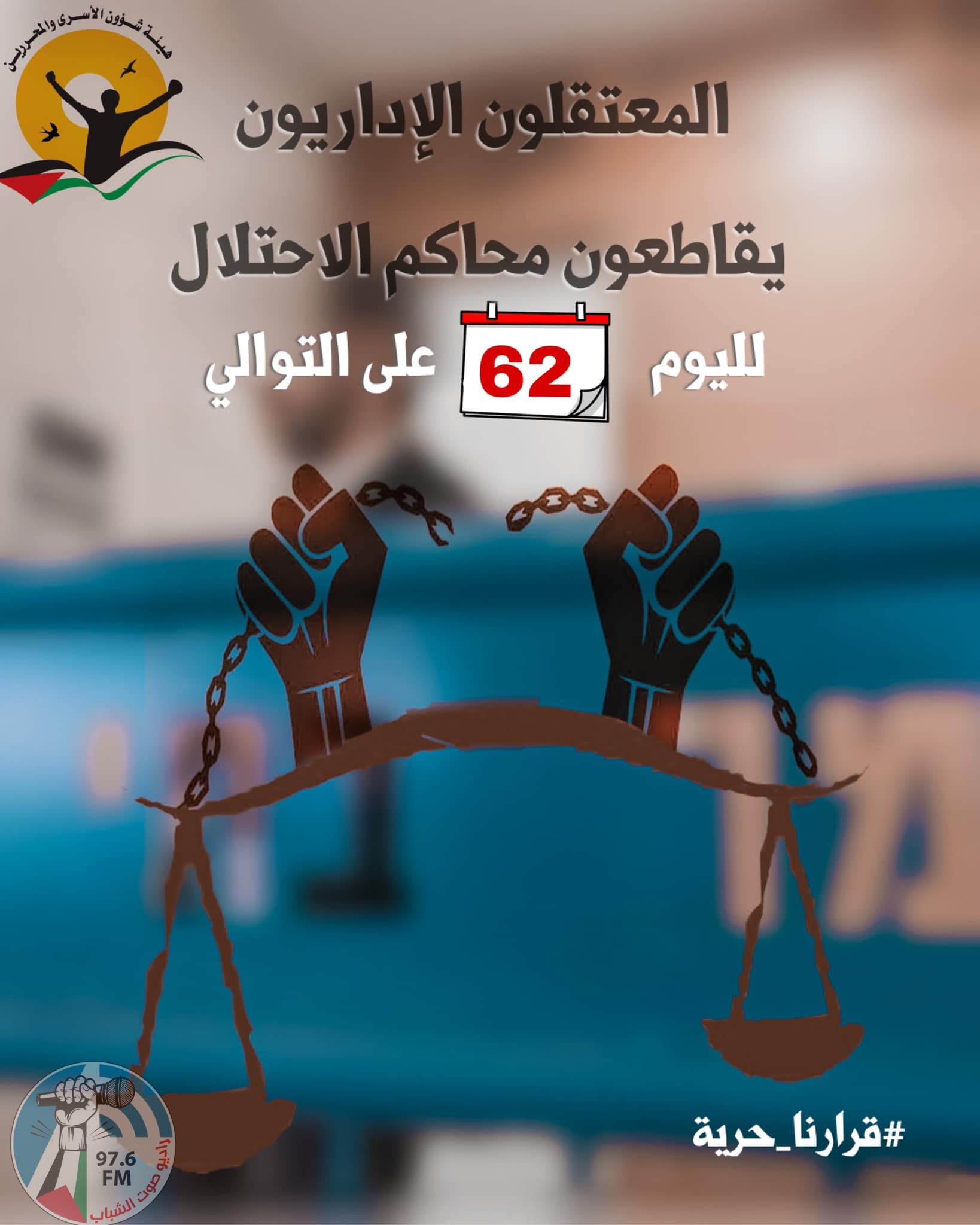 62 يوماً على مقاطعة الأسرى الإداريّين لمحاكم الاحتلال