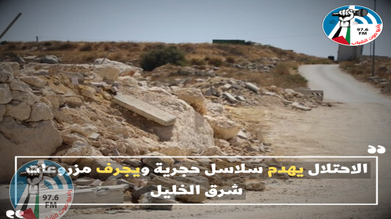 الاحتلال يهدم سلاسل حجرية ويجرف مزروعات شرق الخليل