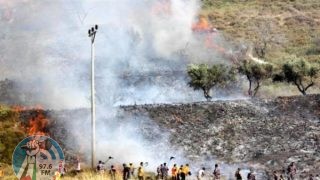 مستوطنون يضرمون النار في أراضي قصرة جنوب نابلس