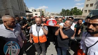 نابلس: تشييع جثمان الشهيد المسعف تامر صقر