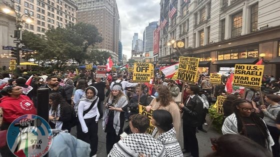 الآلاف يتظاهرون في نيويورك للمطالبة بوقف العدوان الإسرائيلي على فلسطين ولبنان