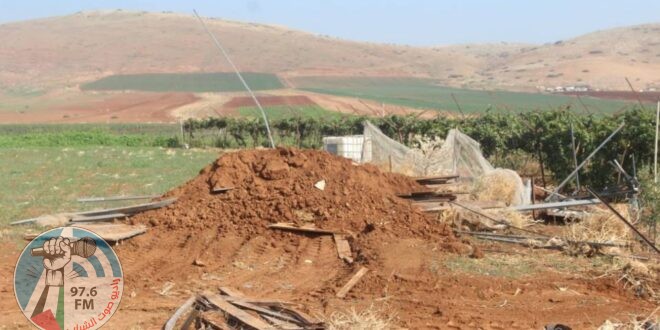 الاحتلال يهدم بركة زراعية في قرية فروش بيت دجن شرق نابلس