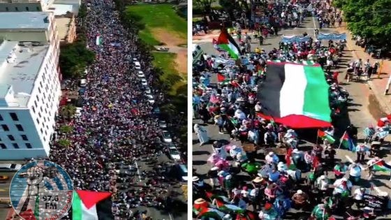 تظاهرة حاشدة في جنوب أفريقيا دعما لفلسطين في الذكرى الأولى للعدوان على غزة