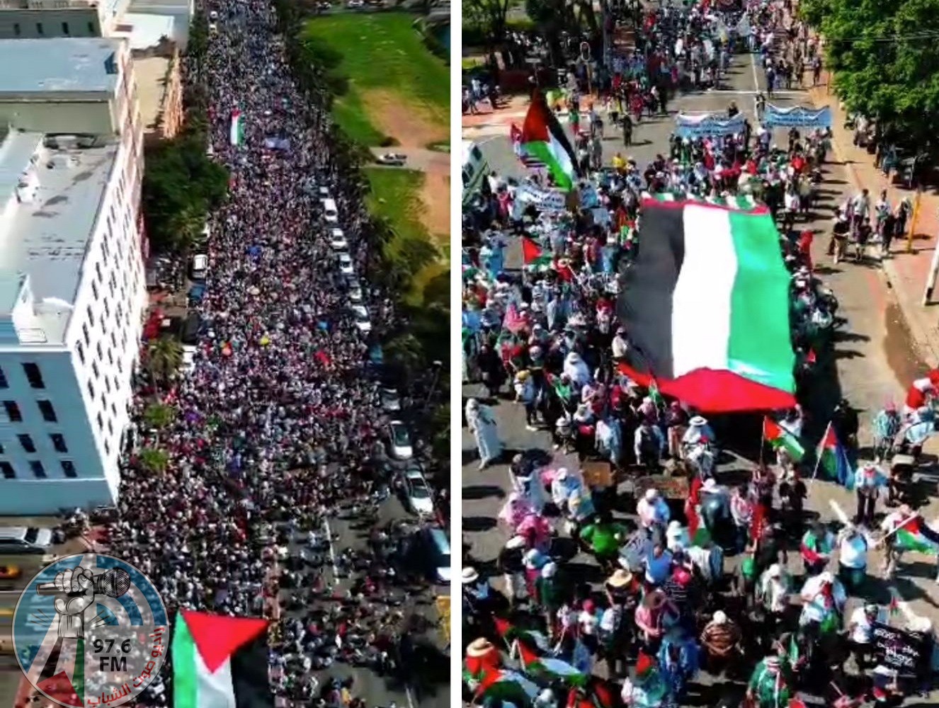 تظاهرة حاشدة في جنوب أفريقيا دعما لفلسطين في الذكرى الأولى للعدوان على غزة
