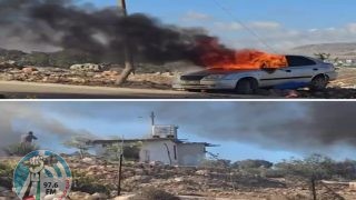 مستعمرون يحرقون منزلا ومركبتين وبقالة في بيت فوريك شرق نابلس