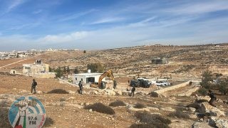 الاحتلال يهدم منزلا وبئرين للمياه ويجرف أراضي في الخليل