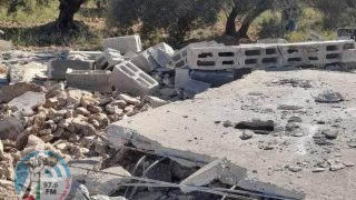 الاحتلال يفجر غرفة زراعية في بلدة قباطية