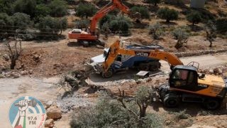 الاحتلال يواصل تجريف أراضٍ واقتلاع أشجار زيتون غرب سلفيت