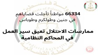 تاجيل 66334 قضية في جنين وطولكرم وطوباس