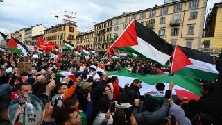 تظاهرة في ميلانو الإيطالية تطالب بوقف عدوان الاحتلال على قطاع غزة