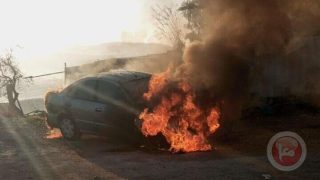 مستوطنون يضرمون النيران بمنزل جنوب شرق الخليل ويسرقون محاصيل زراعية