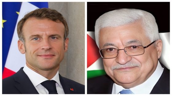 الرئيس عباس يرحب بقرار الرئيس ماكرون وبحث دول العالم الاعتراف بفلسطين