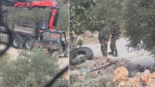 صور- الاحتلال يصادر رافعة غرب سلفيت