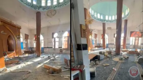 جراء عدوان الاحتلال- دمار وخراب في مسجد أبو بكر الصديق بمخيم نور شمس