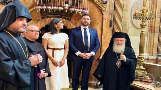 البطريرك ثيوفيلوس الثالث يستقبل نائب رئيس الولايات المتحدة في كنيسة القيامة