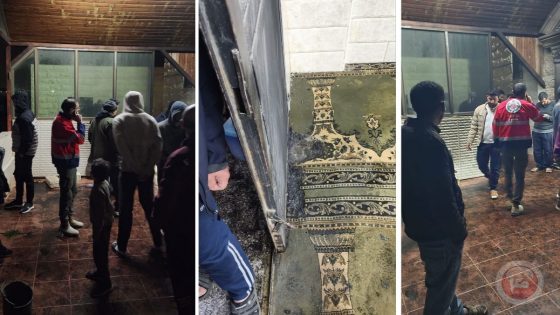 مستوطنون يحرقون مسجدا في قرية مادما جنوب نابلس