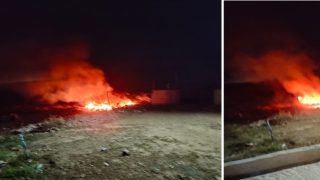 شاهد- مستوطنون يضرمون النار بممتلكات في يطا وإصابة مواطن بحروق
