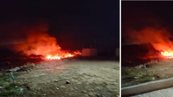 شاهد- مستوطنون يضرمون النار بممتلكات في يطا وإصابة مواطن بحروق